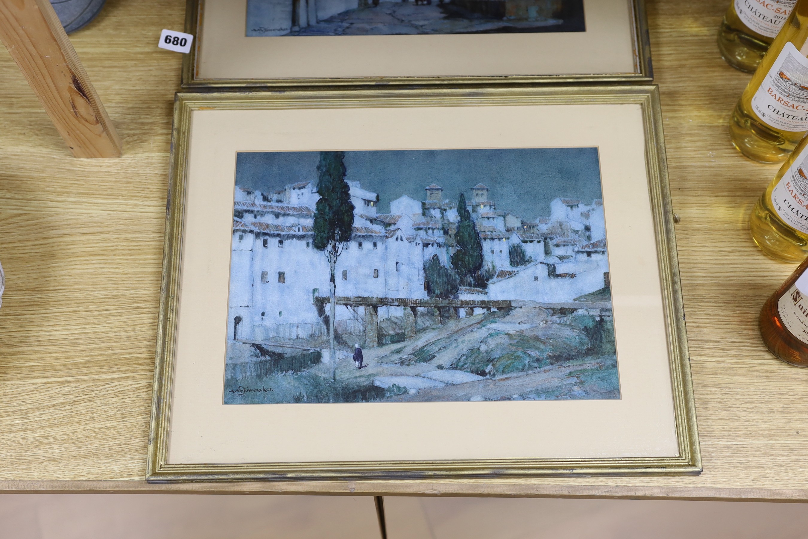 Albert Moulton Foweraker (1873-1942), watercolour, Spanish town viewed at night, signed, 25 x 35cm